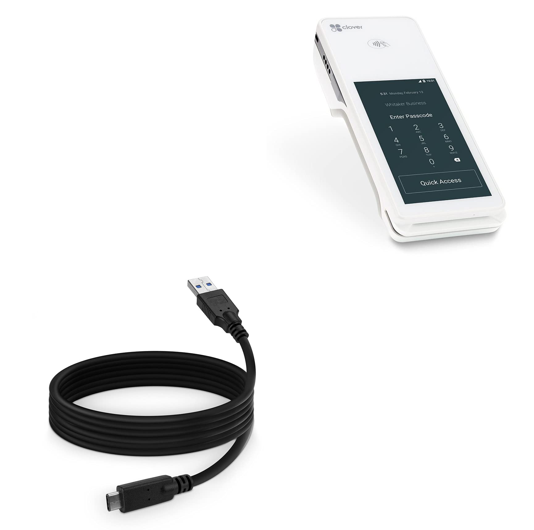 Boxwave Cable Compatible With Clover Flex (Cable Directsync   Usb 3.0 A To Usb 3.1 Type C, Usb C Charge And Sync Cable For Clove