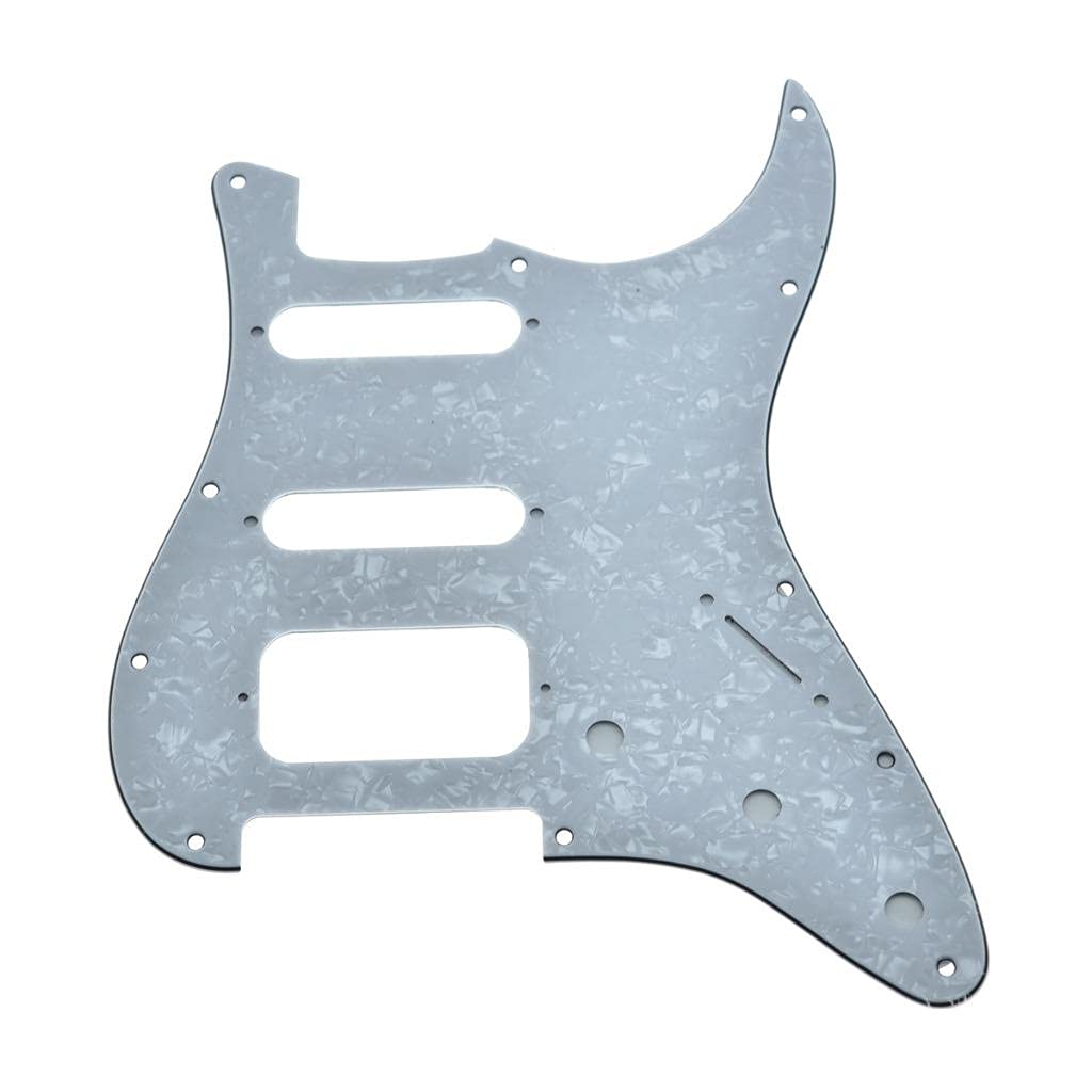 Dopro 11-Hole Strat Hss Guitar Pickguard 2-Screw Humbucking Pickup Mount Fits American Fender Stratocaster White Pearl