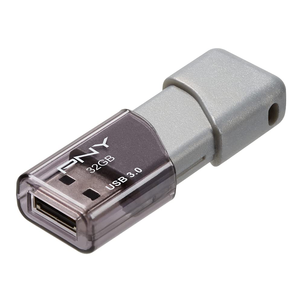 PNY 32GB Turbo Attache 3 USB 3.0 Flash Drive, Grey (Pack of 1)