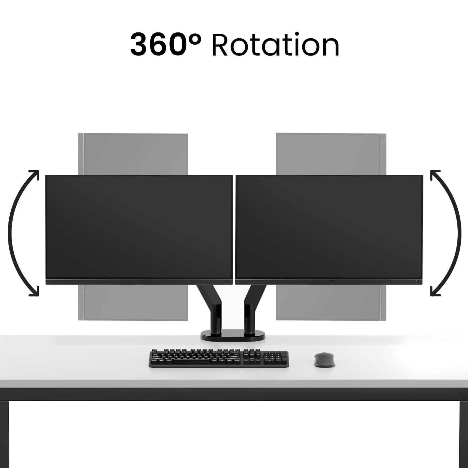 EVEO Dual Monitor Mount Arm - Adjustable Height, VESA Bracket, Alloy Steel, 14"-32", Full Motion, Black