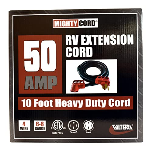 Valterra Mighty Cord    Rv 50 Amp Extension Cord, 10 Foot Power Extension Cord, Red
