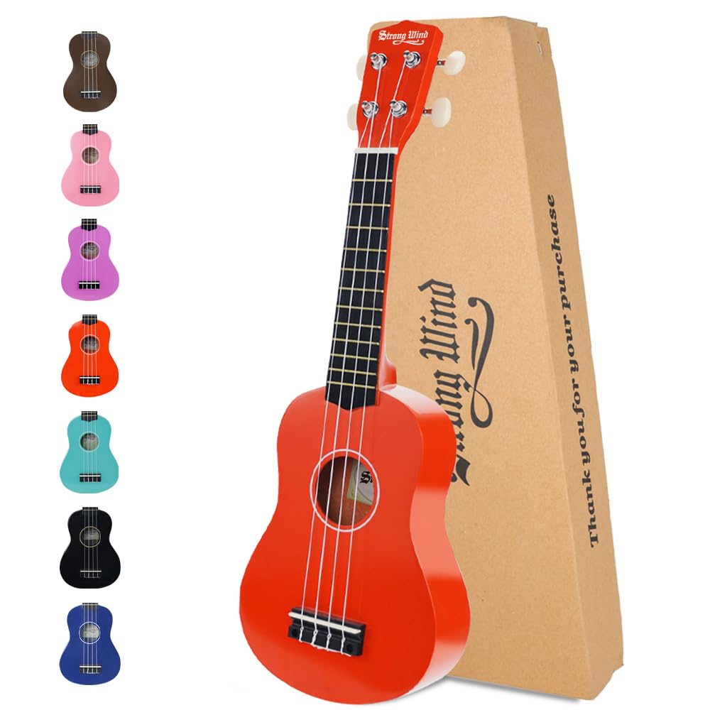 Strong Wind Soprano Ukulele 21 Inch Basswood Ukeleles for Beginners Four Strings Hawaiian Guitar Ukulele for Adults Teenagers, O