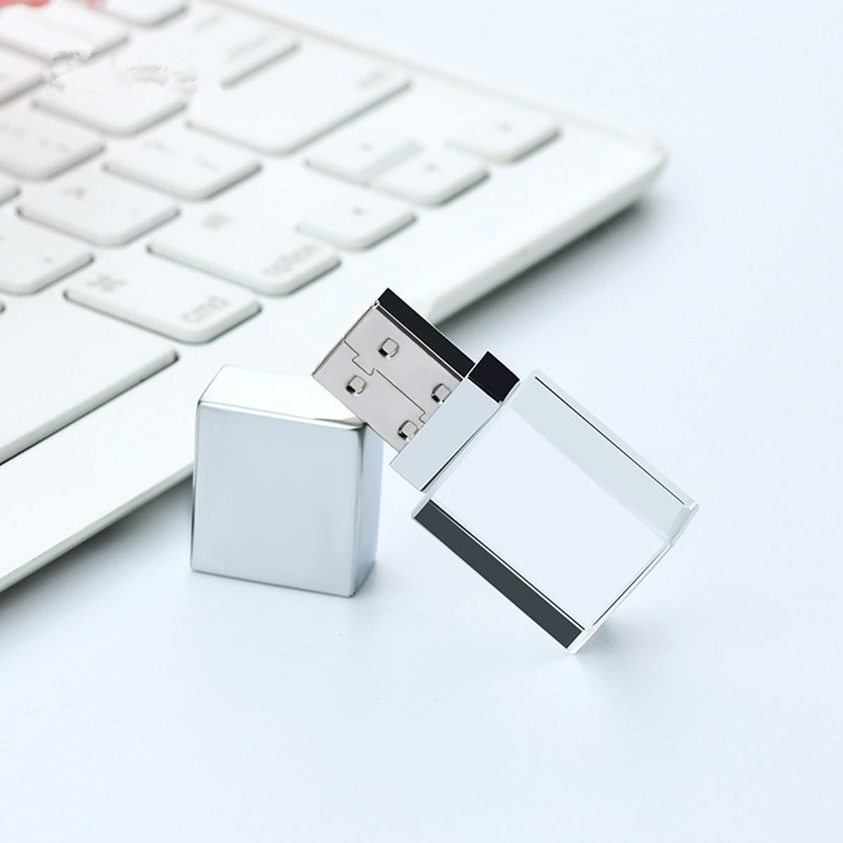 New Crystal Transparent Rectangle Genuine Usb Flash Drive Wedding Gift Pen Drive,Silver