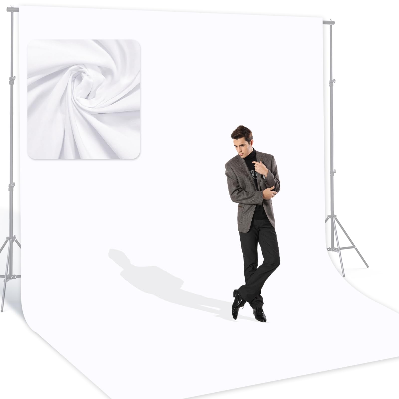 Beiyang White 10 X 20 Ft Large Screen Backdrop For Photography, Pure White Non Reflective Fabric Wrinkle Free Photo Background F
