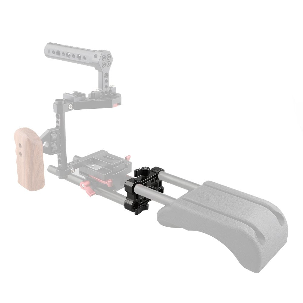 Camvate 15Mm Rod Offset Raiser Clamp For Shoulder Rig Railblock System (Black Thumbscrew)   1690