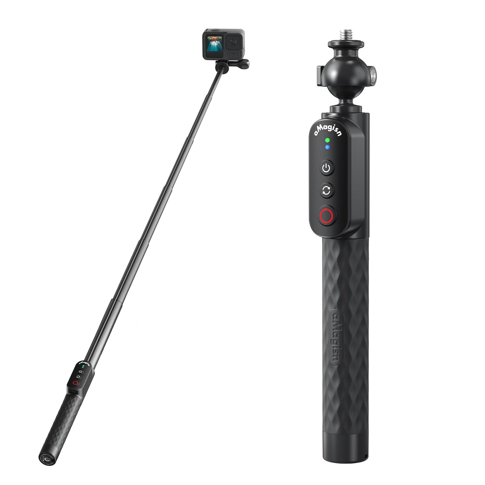 Aovee Remote Control Selfie Stick 100CM Stretchable Compatible with Insta360/Gopro Action Camera and iOS Android Smartphone (Bal