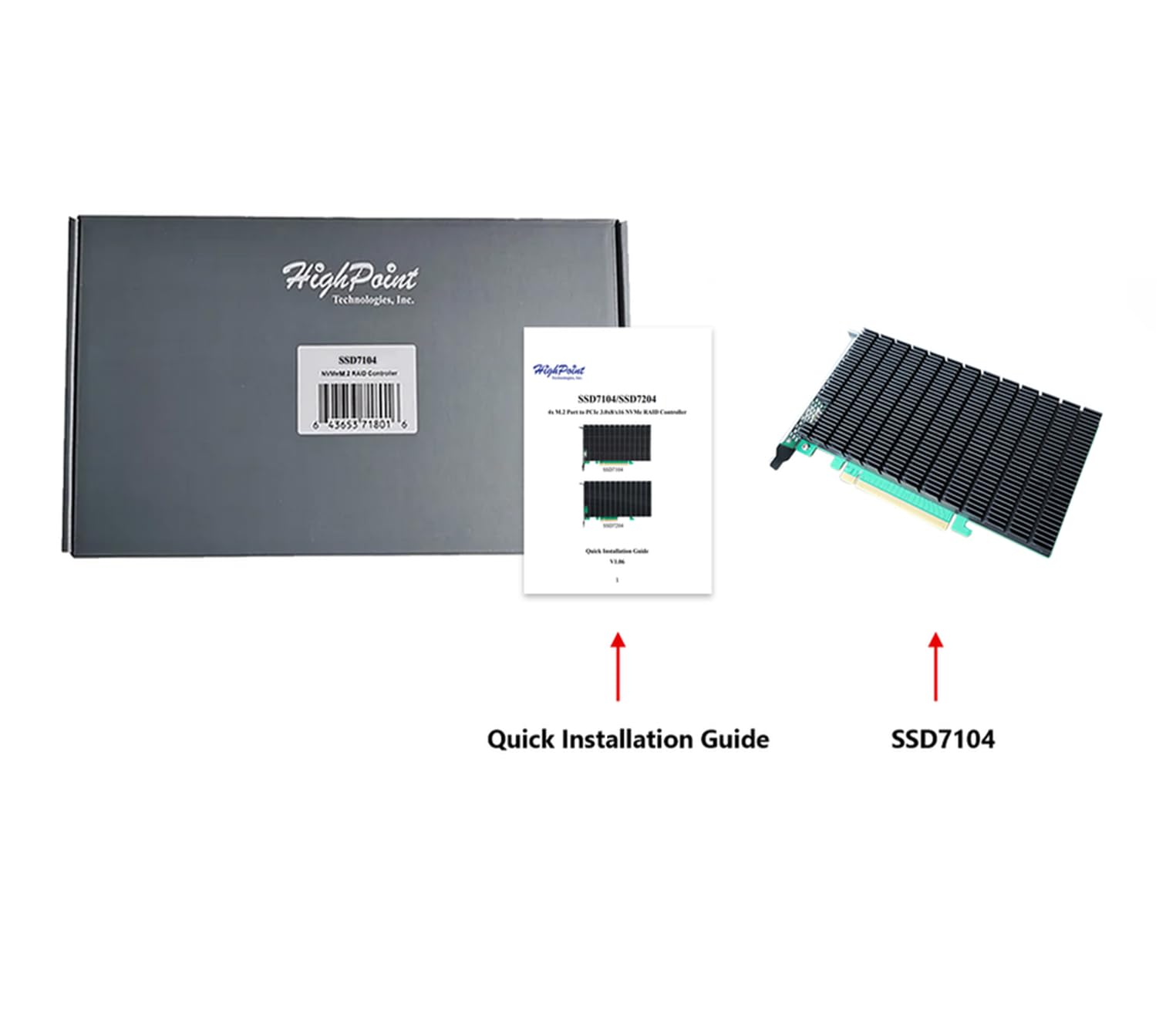 Highpoint 4-Port M.2 Ssd7104 Pcie Gen3 Nvme Raid Controller For Windows, Mac & Linux Systems.