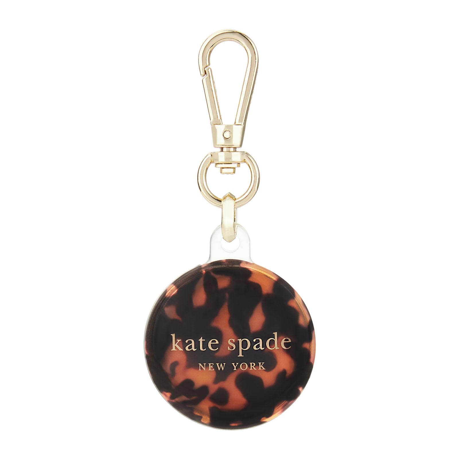 Kate Spade New York Airtag Holder With Gold Ring Clip   Protective Case For Apple Airtag   Tortoiseshell