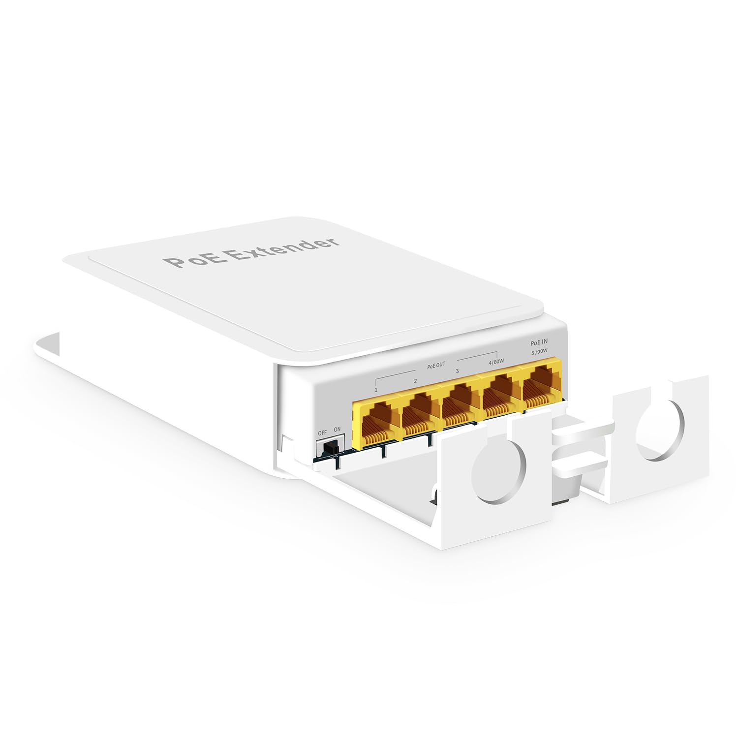 Mokerlink Outdoor 5 Port Gigabit Poe Extender, Ieee 802.3 Af/At/Bt Poe Repeater 90W, 10/100/1000Mbps, 1 Poe In 4 Poe Out, Wall M