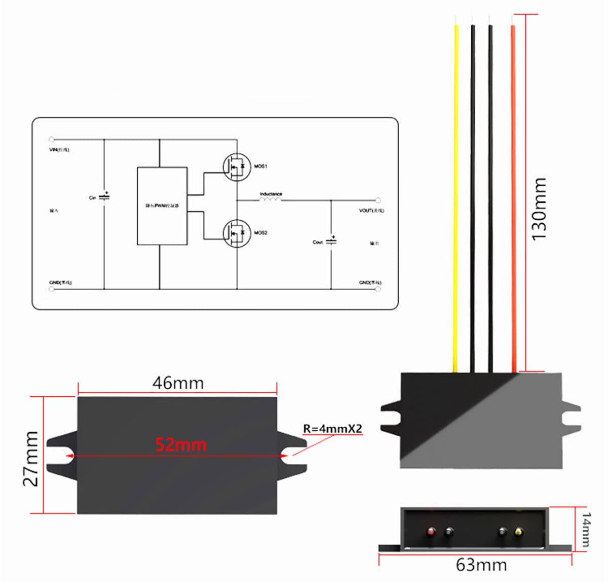 Noyito Dc To Dc 6V 2A 3A Converter Buck Module 12V 16V 6V 22V Buck To 6V 3A Max Power Converter Ip67 Waterproof With Overcurrent