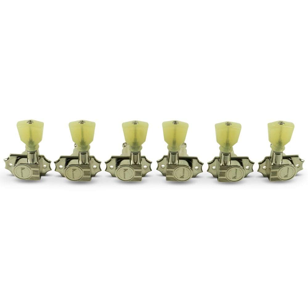Tuner   Kluson, Revolution G Mount, Pearloid Button, 3/Side, Color: Nickel