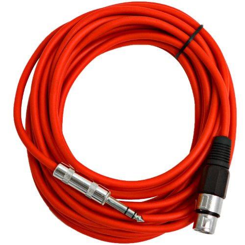 Seismic Audio - Satrxl-F25Red-6Pack - 6 Pack Of 25 Ft Xlr Female To 1/4 Trs Patch Cable Snake Cords Balanced - Red
