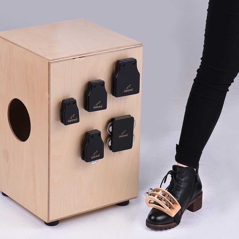 Ubersweet Imported GK Series Cajon Box Drum Companions Set Including Castanets Jingle Bells Foot Tambourine Percussion Instrumen