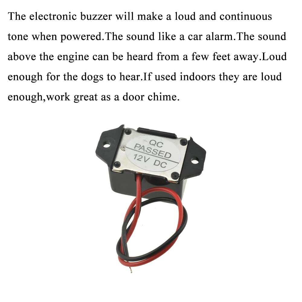 Hahiyo Electronic Buzzer Alarm 12V 400Hz Beep Continuous Sounder Active High Plenty Loud Tone Piezo Siren Security Audible Easy