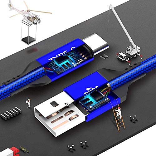 Akoada 3 Pack (10Ft+6.6Ft+3.3Ft) Usb C Cable, Usb A To Usb C 3.1A Fast Charger Nylon Braided Cord Compatible With With Iphone 16 15 Pro Max Sam Sung Galaxy S24 S23 S22 Note S21 S20 Plus Lg Moto Blue