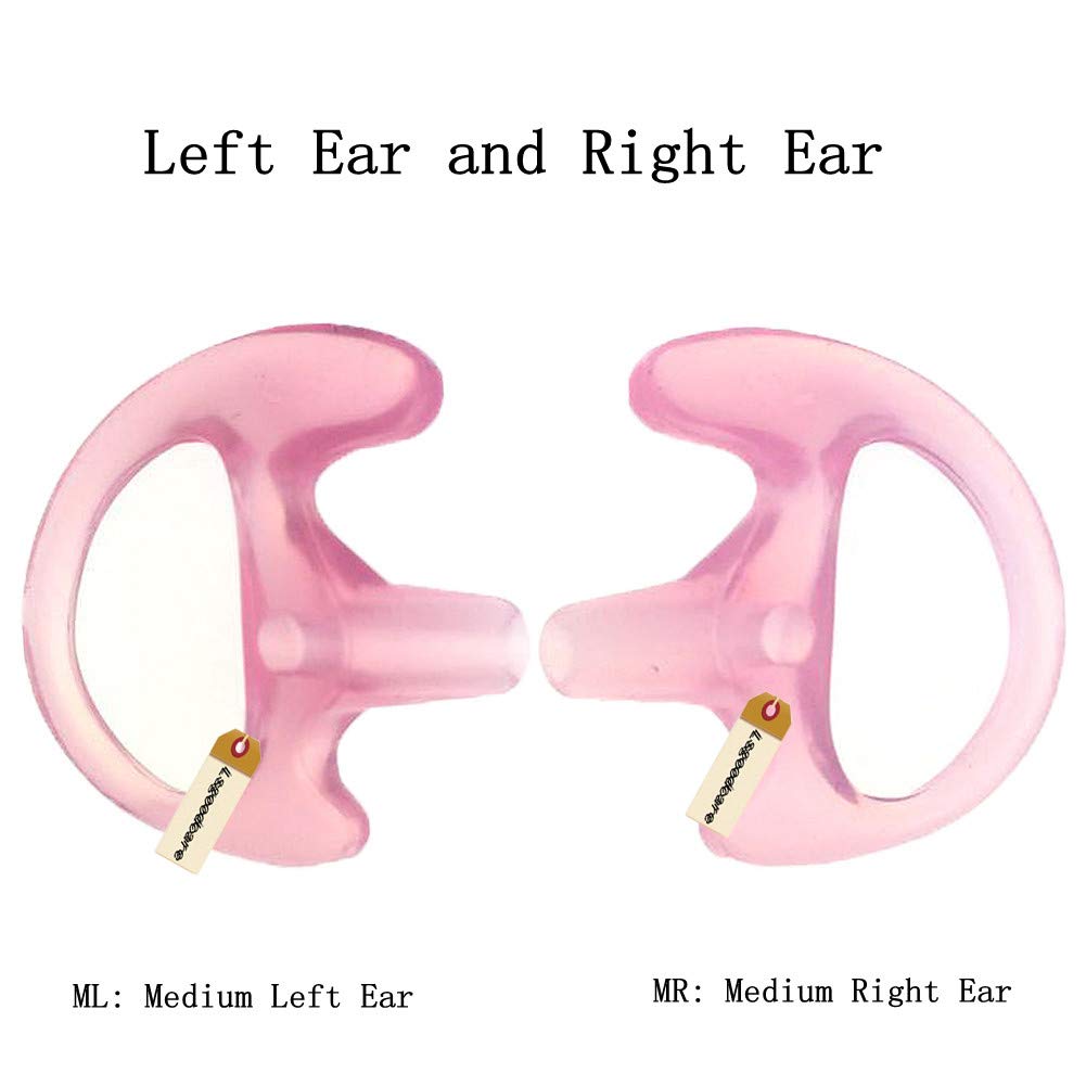 Lsgoodcare 10 Pairs Radio Replacement Earmold Earbud Left And Right Ear Piece Pink Medium For Two Way Radio Acoustic Coil Tube Earpiece   Open Ear Insert Walkie Talkie Earmould Ear Bud Soft Silicone