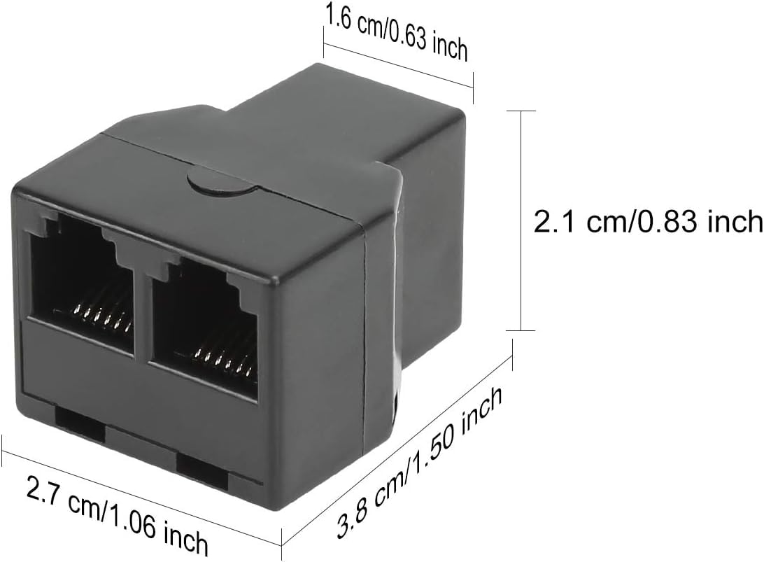 Uvital Rj12 6P6C 3 Female Telephone Line Splitters, Phone Jack Splitter, Telephone Landline Cable Connector And Separator(Black,