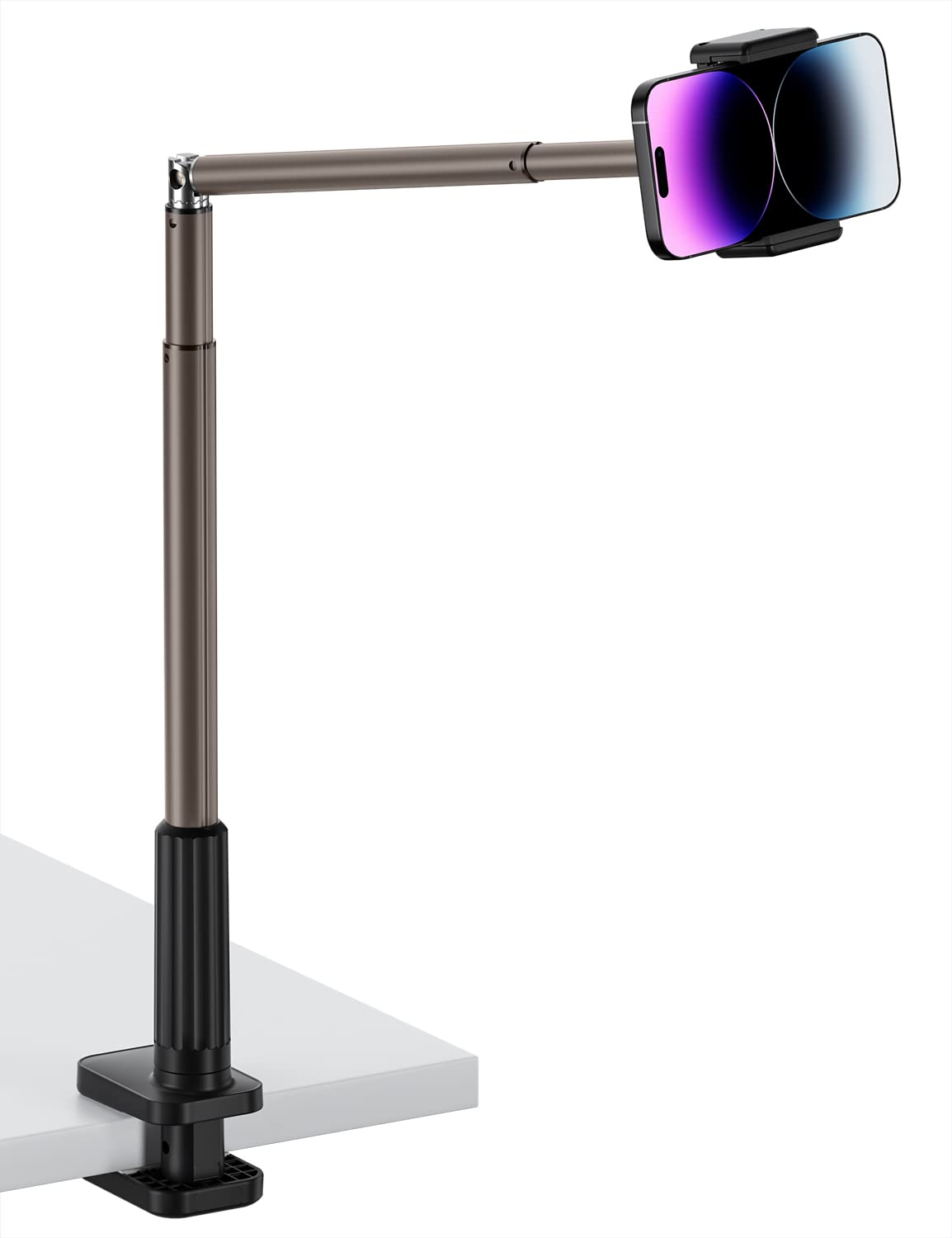 Viozon Phone Holder, Flexible Long Arm,Overhead Mount,360 Angle Adjustable,Aluminum Alloy, C Clamp For Headboard Bedside&Table&D