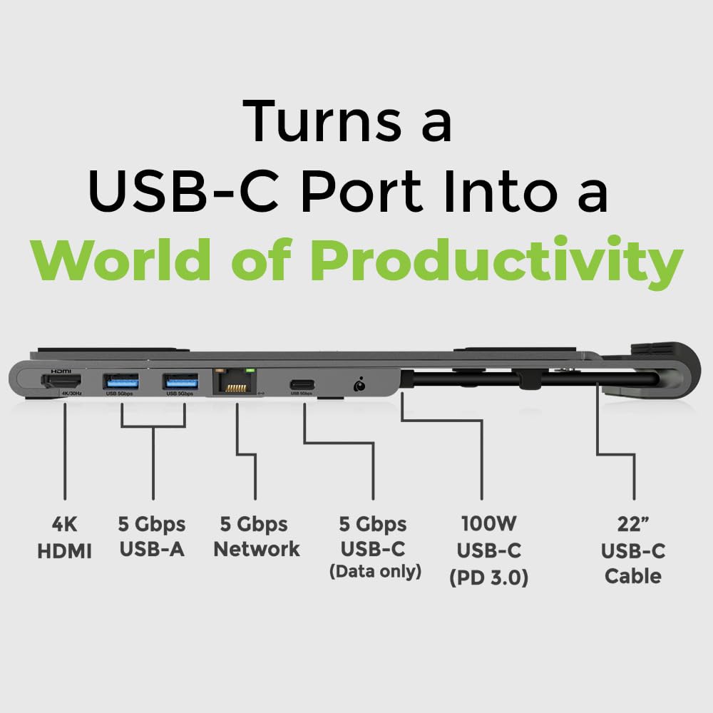 Iogear Dock Pro 6-In-1 4K Dock Stand, Foldable Laptop Stand With Docking Station, Hdmi 4K30Hz (3440X1440 60Hz), 2X Usb-A, Usb-C