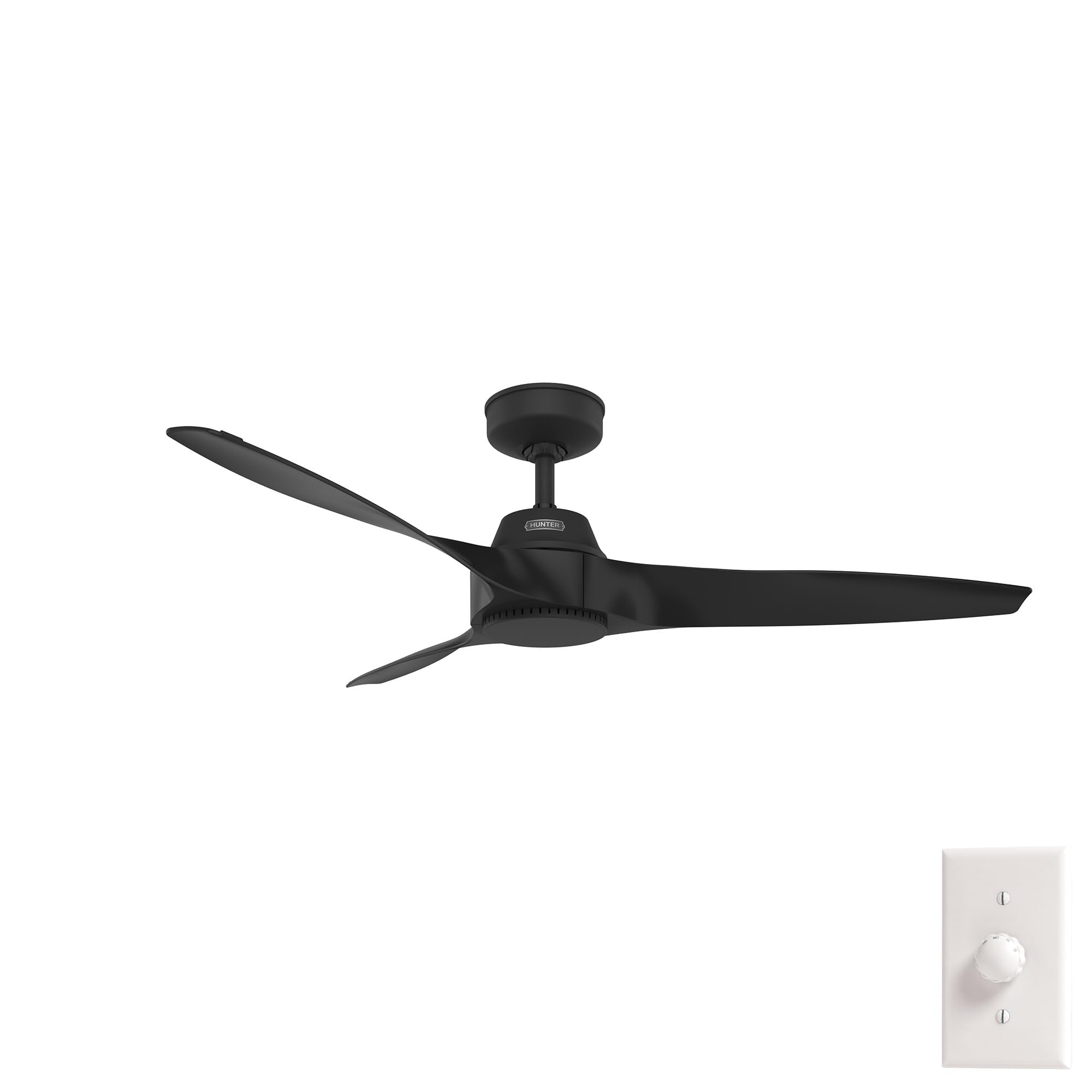 Hunter 52 inch Outdoor or Indoor Ceiling Fan No Light - Black Ceiling Fan without Light, For Patio, Porch, Garage, or Living Roo