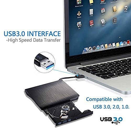 Ultra Slim External Usb 3.0 Cd/Dvd-Rw Writer Burner Player For Macbook Pro Air Imac Or Other Pc/Laptop
