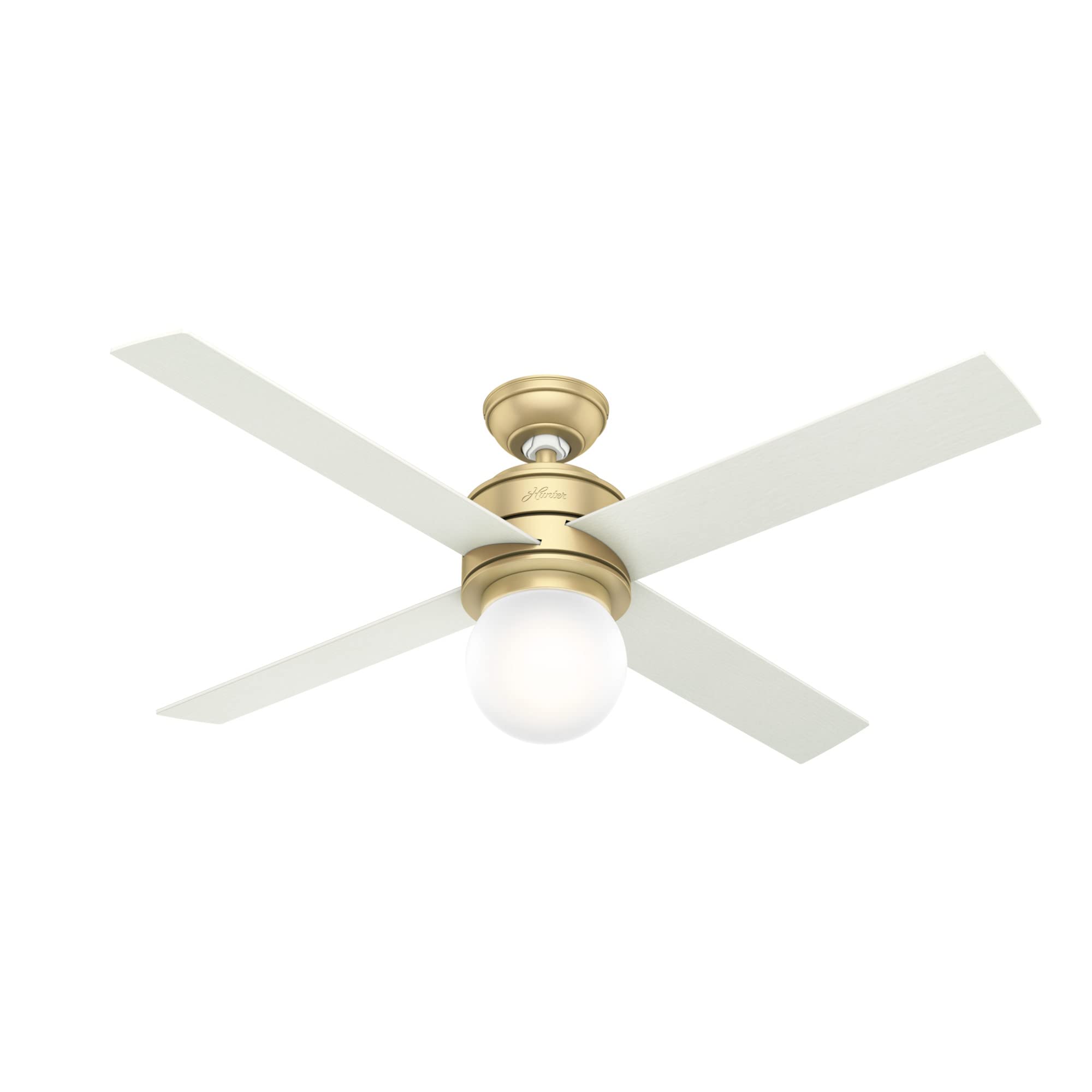 Hunter Fan Company, Hepburn Brass Ceiling Fan With Led Light Kit And Wall Control, Ceiling Fans With Lights 52 Inch, 59320