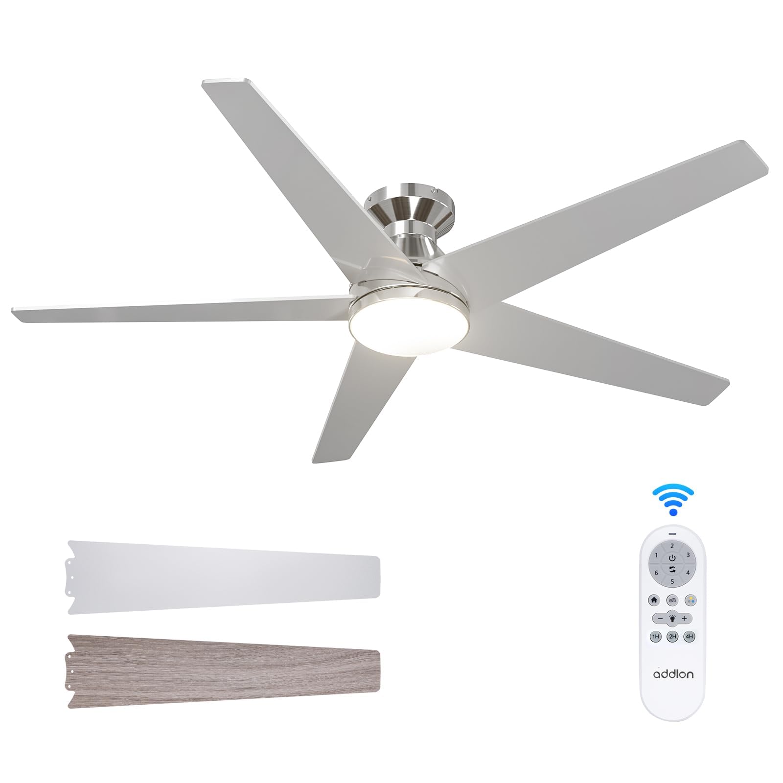 Addlon Ceiling Fans With Lights, 52 Inch Low Profile Ceiling Fan With Light And Remote Control, Flush Mount, Reversible, 3Cct, D