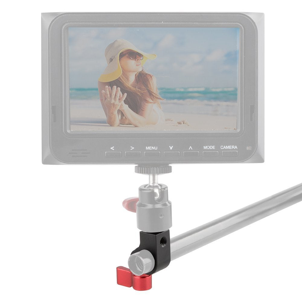 Camvate 15Mm Single Rod Clamp With Two 1/4-20 Screw Hole For Camera Dslr Rail System(Red, 2 Pieses) - 1781