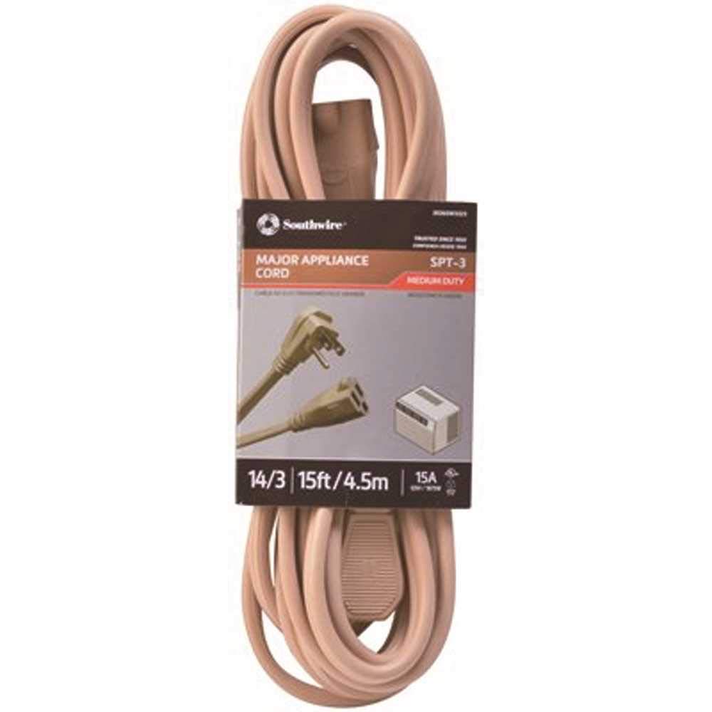 Coleman Cable 35363323 3536Sw3323 Cord, A/C 14/3 15' Spt 3 Beige, 15 Feet