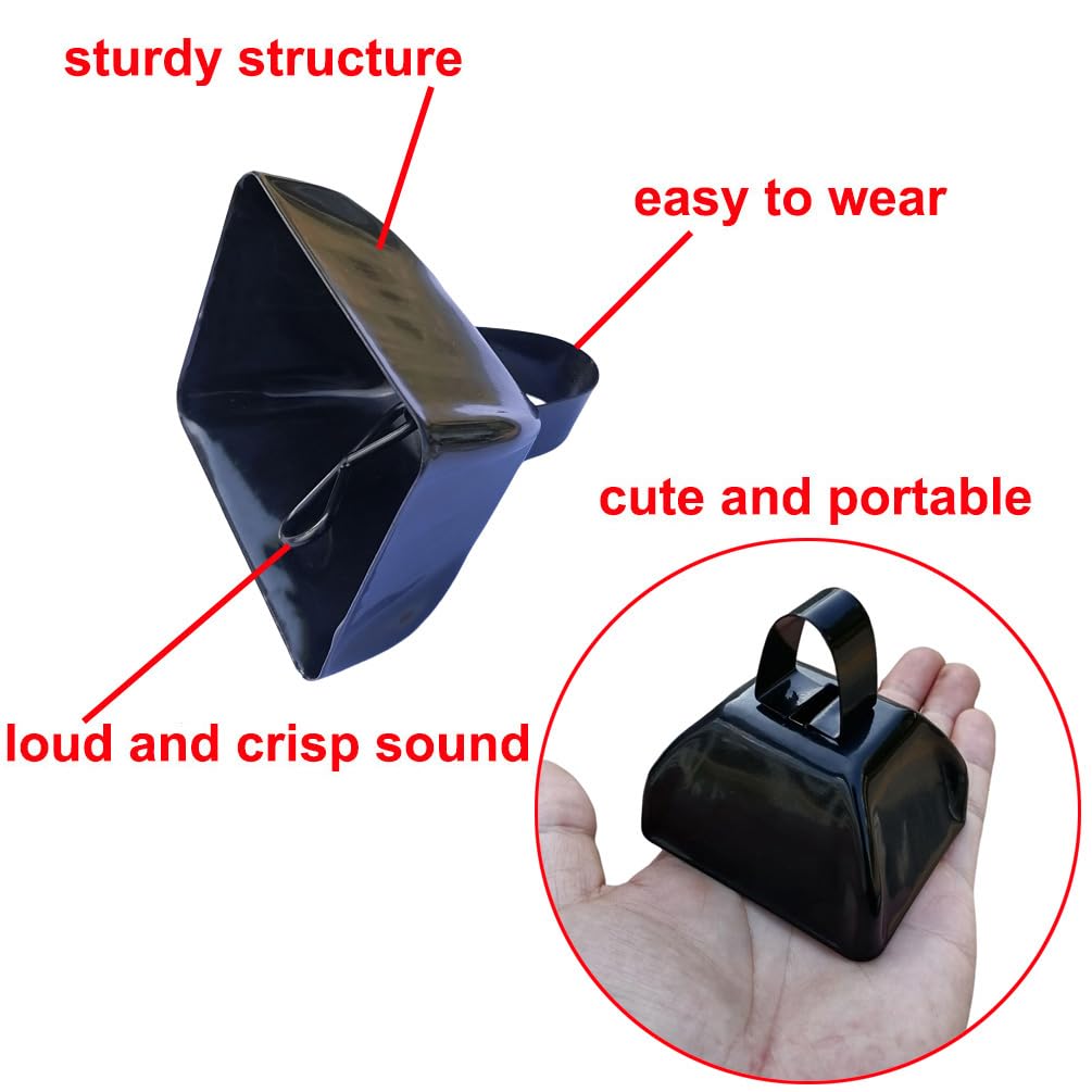 6 Pack 3 Steel Cow Bell Noise Maker Cowbell, Cheering Loud Hand Call Bell For Sport Events Football Soccer Hockey Baseball Baske
