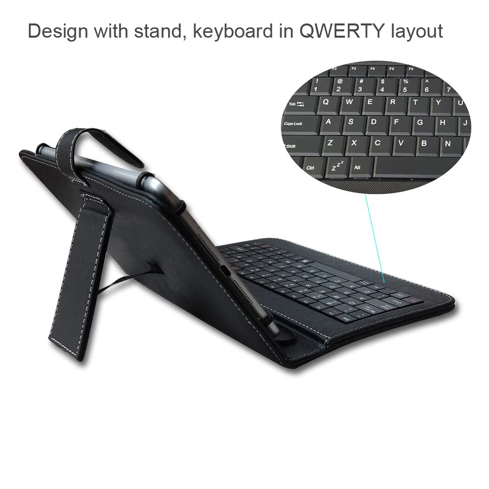 Universal Keyboard Pu Leather Case Cover For 9Inch 10.1Inch 9',10.1' 10.8� Tablet Pc With Micro Usb Qwerty External Keyboard Compatible With Samsung Galaxy/Lenovo Tab Android Tablet