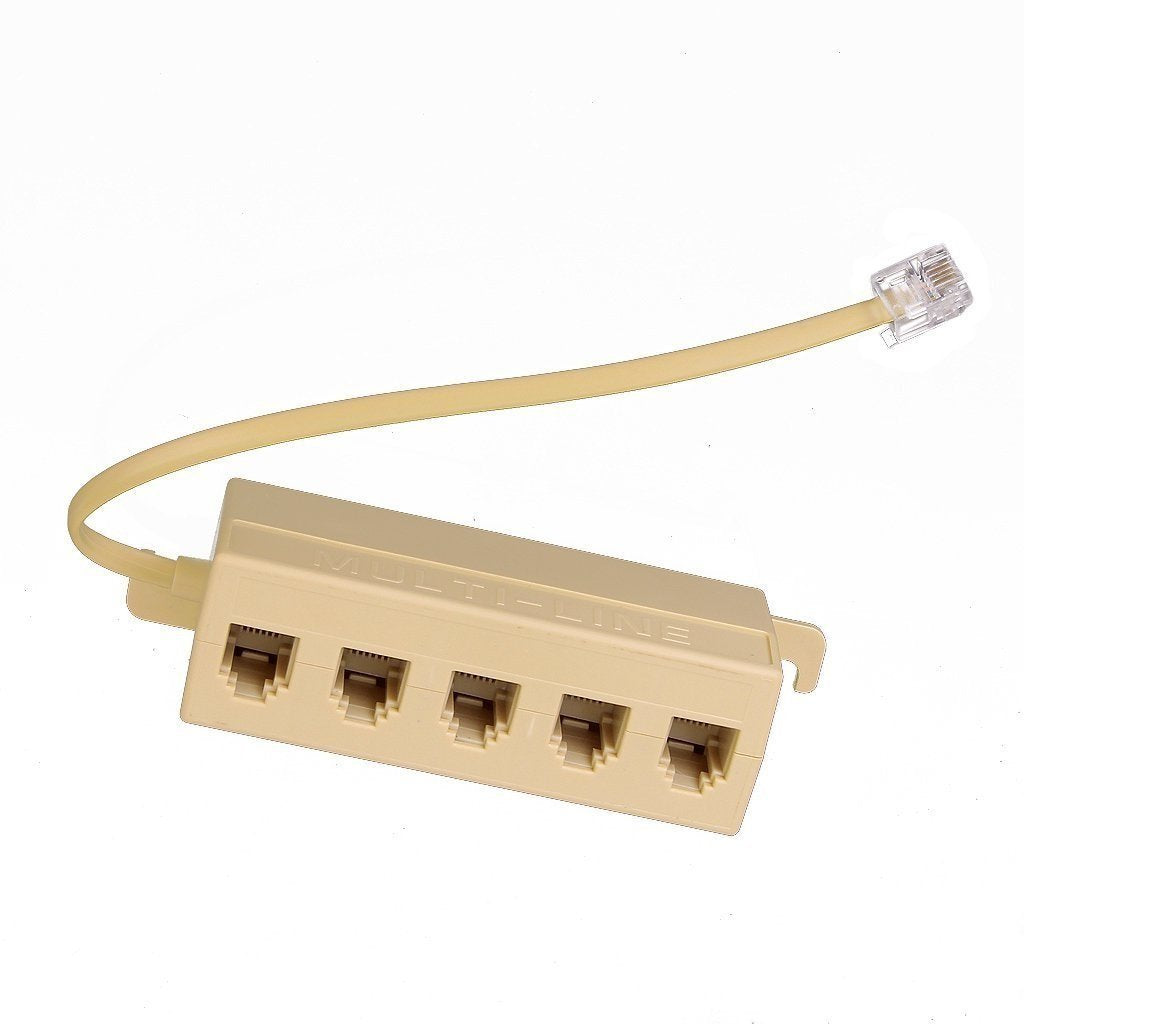 Tgom 5 Outlet Modular Jack Telephone Line Splitter With Cable White