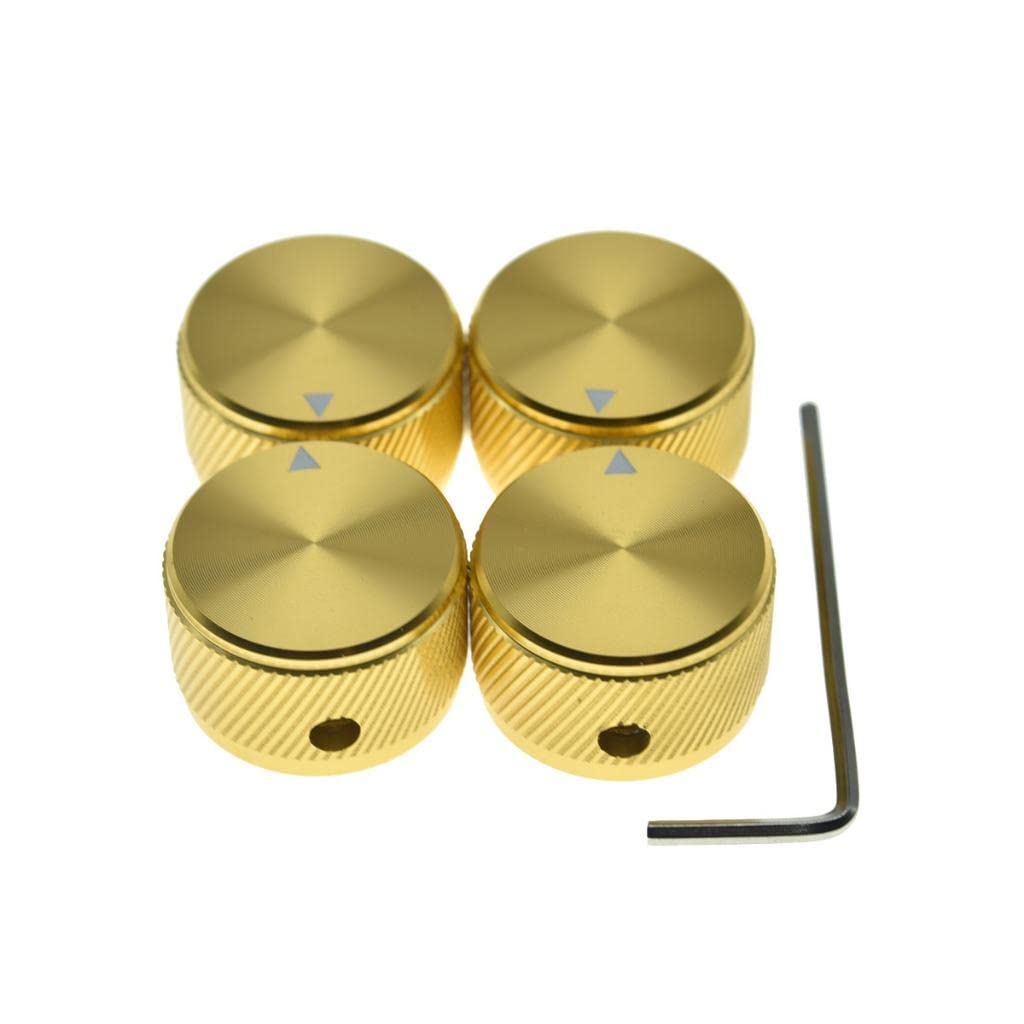 4Pcs 25 * 15.5Mm Aluminium Potentiometer Pot Knobs 1/4''(6.35Mm) Universal Metal Control Knobs With Indicator And Set Screw For 