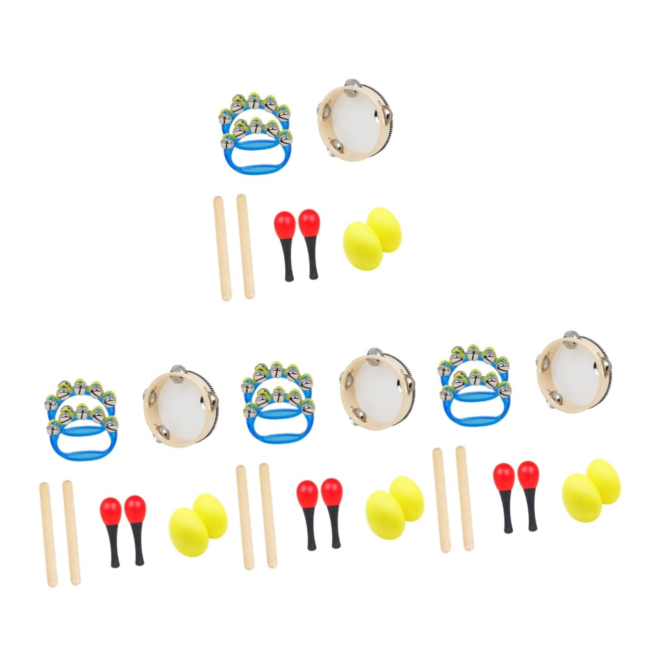 EXCLUZO 4 Sets Orff 5piece Set Musical Instrument Set Musical Instrument Set Rhythm Sticks Textbook Wood Tambourine Drum for Sh