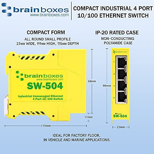 Brainboxes Switch   4 Ports   Din Rail Mountable (Sw 504)