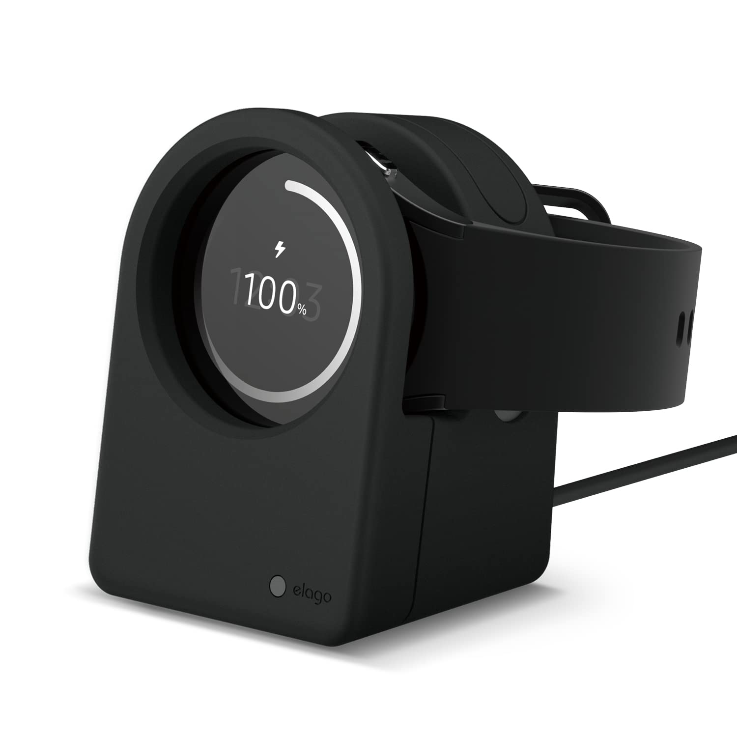 elago Clock Watch Charger Stand Compatible with Samsung Galaxy Watch 4/4 Classic / 3 / Active (40~46mm) - [Black] [Charging Cabl