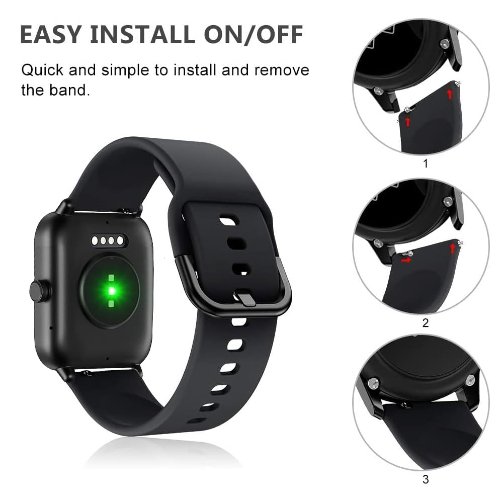 Vicrior 3 Pack Bands Compatible With Woneligo/Fitpolo Smart Watch Idw13, 22Mm Soft Silicone Replacement Strap Watch Band For Fit