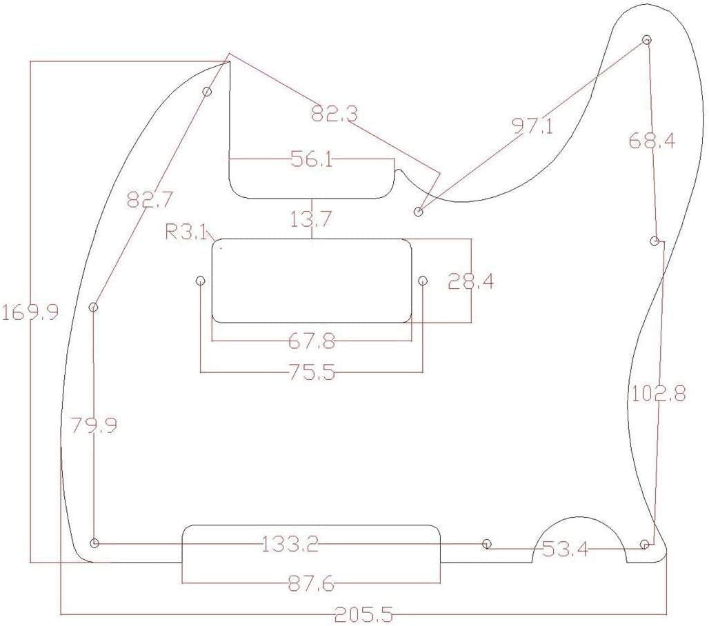 Kaish Tele Style Pickguard Guitar Pick Guard Scratch Plate With Mini Humbucker Pickup Hole For Tele/Telecaster Matte Black