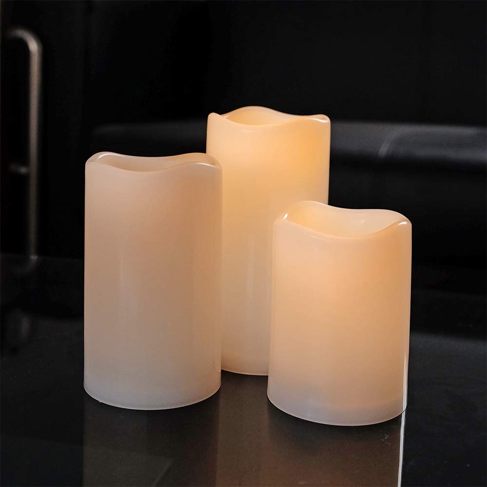 Dromance Outdoor Flameless Flickering Candles Waterproof And Heat Resistant, Warm Light Battery Operated Led Pillar Candles With