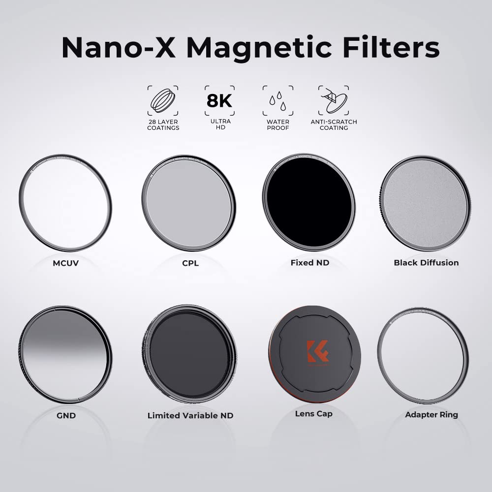K&F Concept 37mm Magnetic Lens Filters Kit MCUV CPL ND1000 Nano-X Series 28 Multi-Coatings Optical Glass