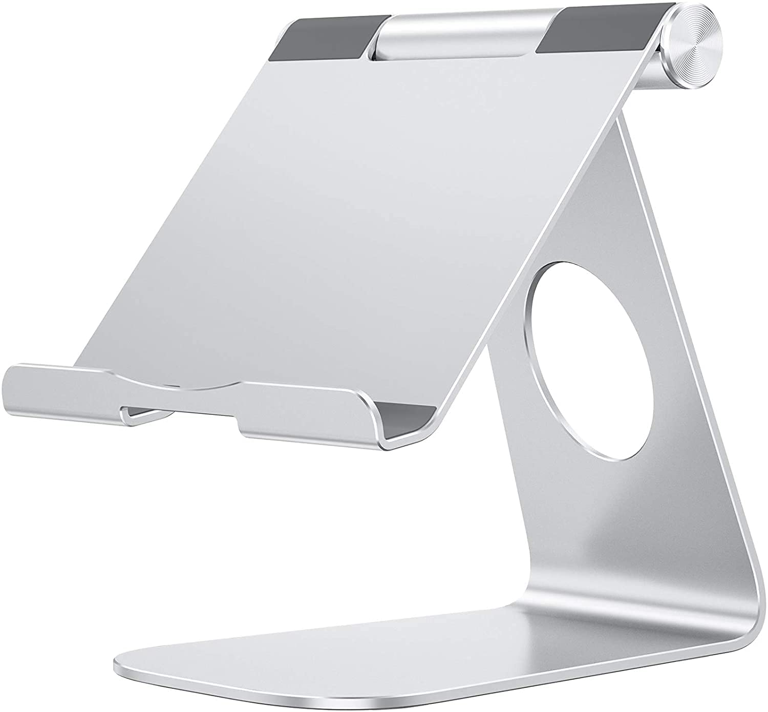 Omoton Tablet Stand Holder Adjustable, T1 Desktop Aluminum Tablet Dock Cradle Compatible With Ipad Air/Mini, Ipad 10.2/9.7, Ipad Pro 11/12.9/13, Samsung Tab And More Up To 13 Inch, Silver