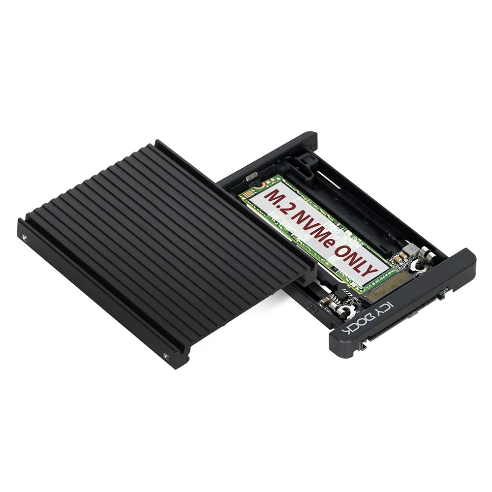 Icy Dock Tool Less M.2 Pcie 3.0/4.0 Nvme Ssd To 2.5'' U.2 (Sff 8639) Ssd Converter Adapter With Heatsink Cover   Ezconvert Mb705