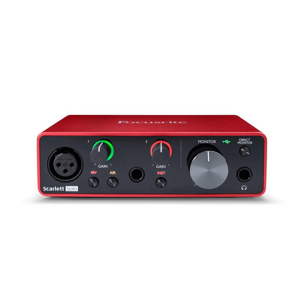 Focusrite Scarlett Solo 3Rd Gen Usb Audio Interface Bundle With 25 Feet Xlr Male To Xlr Female Microphone Cable, And Pop Filter