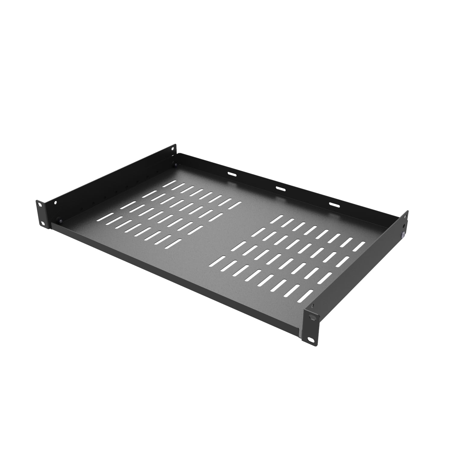 Qiaoyoubang 1U Universal Rack Shelf Steel, 12'' Vented Cantilever Rack Tray For 19    Network Equipment Shelf Mounting, Black (1