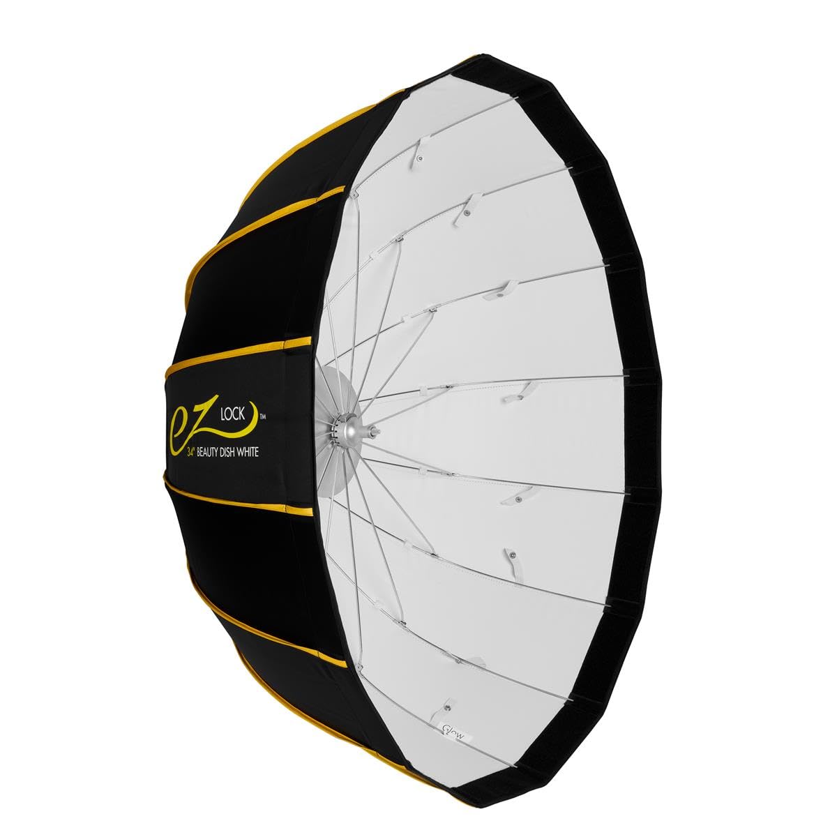 Glow EZ Lock 34' Collapsible White Beauty Dish Softbox w/Bowens Mount Speedring and Deflection Disk, 16 Ribbed Design Soft Box with White Interior for Perfect Lighting and Beauty Dish Photography