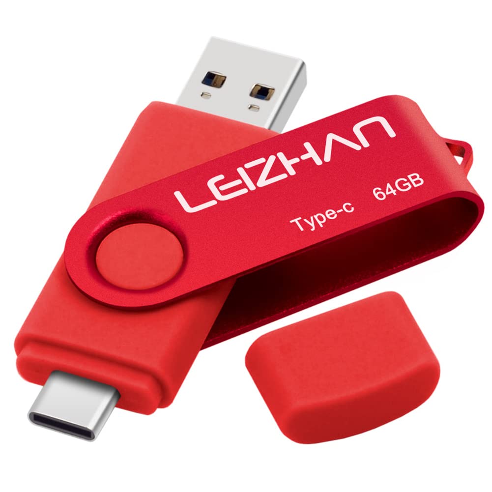 Leizhan 64Gb Usb C Flash Drive, Type C Usb Drive 3.0 For Samsung Galaxy Note10, S10,Note 9, S9, Note 8,S8,Google Pixel, Red
