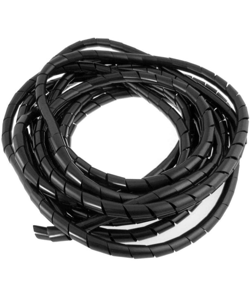 Manifold Electric India Black Spiral Cable Wrap, Cable Sleeve, Cable Organizer For Tv Pc Home & Home  Length : 5 Meter (12Mm (5