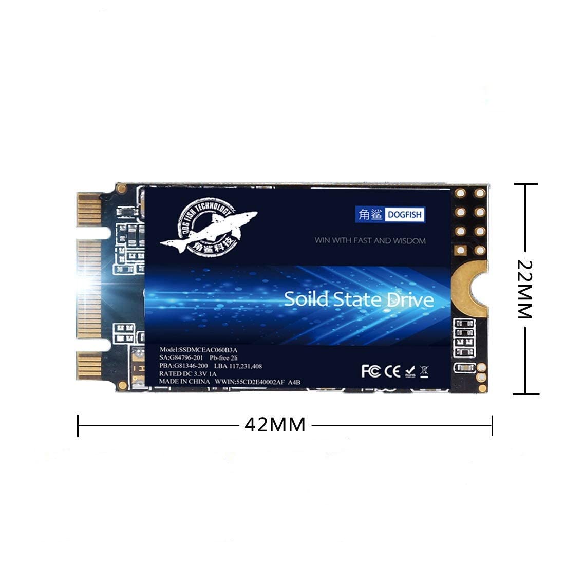 Ssd Sata M.2 2242 128Gb Dogfish Ngff Internal Solid State Drive High Performance Hard Drive Desktop Laptop Sata Iii 6Gb/S 2 Unit Package Pack [128Gb(2 Packs), M.2 2242]