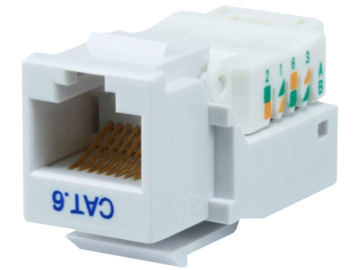 Monoprice Cat6 Rj45 Toolless Keystone Jack   For 22 24Awg Solid Wire, For Use With Wall Plate Or Ethernet Panel, White
