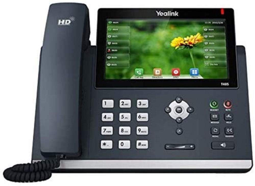 Yealink T48S IP Phone, 16 Lines. 7-Inch Color Touch Screen Display. USB 2.0, Dual-Port Gigabit Ethernet, 802.3af PoE, Power Adap